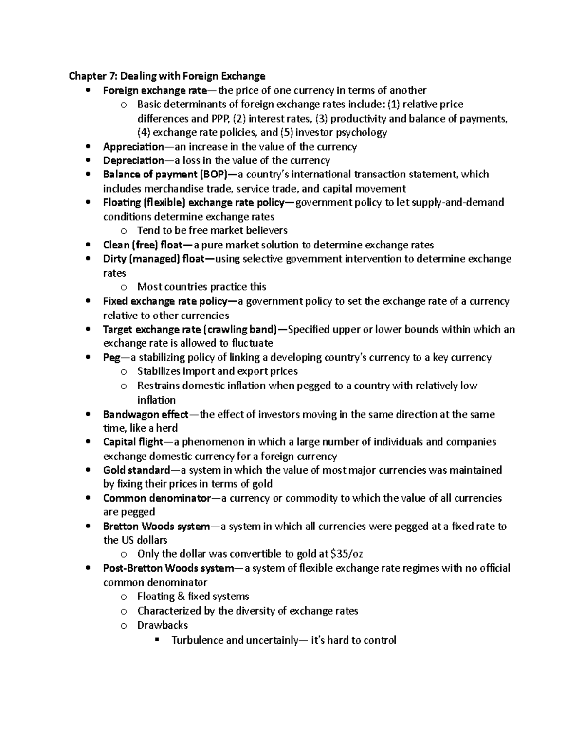 Chapter 7 - Dealing with Foreign Exchange - .. o 60% of the world’s ...