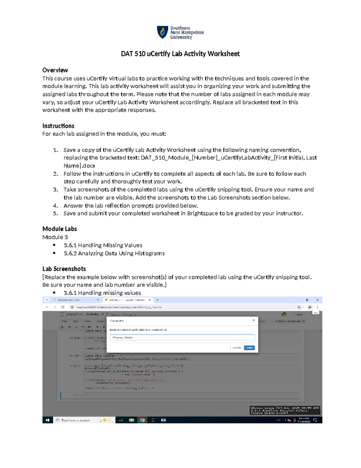 DAT 510 uCertify Lab Activity Worksheet: Module 3 Overview - Studocu