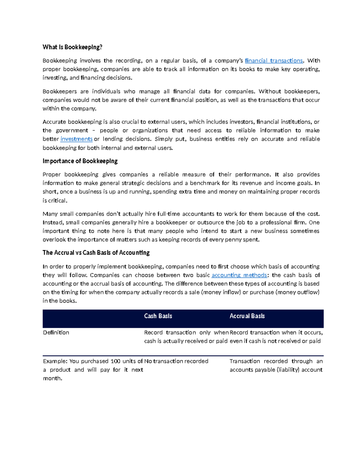 Understanding Bookkeeping: Key Concepts and Importance - THEORY - Studocu