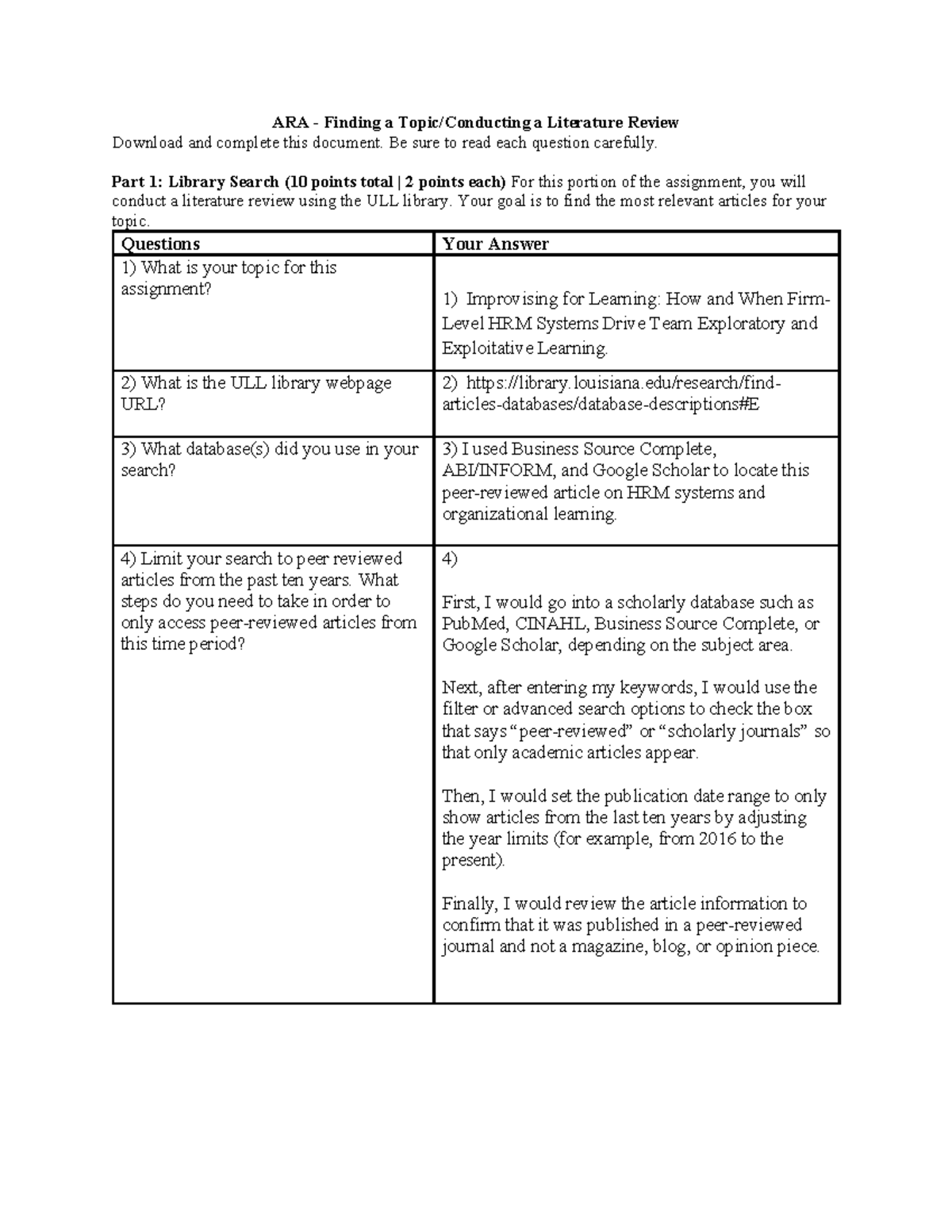 ARA 2026 - Literature Review Assignment Guidelines and Tips - Studocu