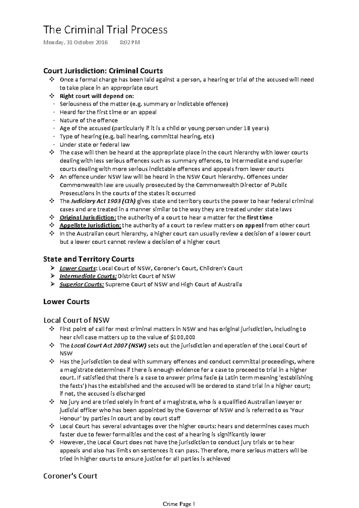 Criminal Trial Process Essay Plan: Key Aspects and Court Hierarchy ...