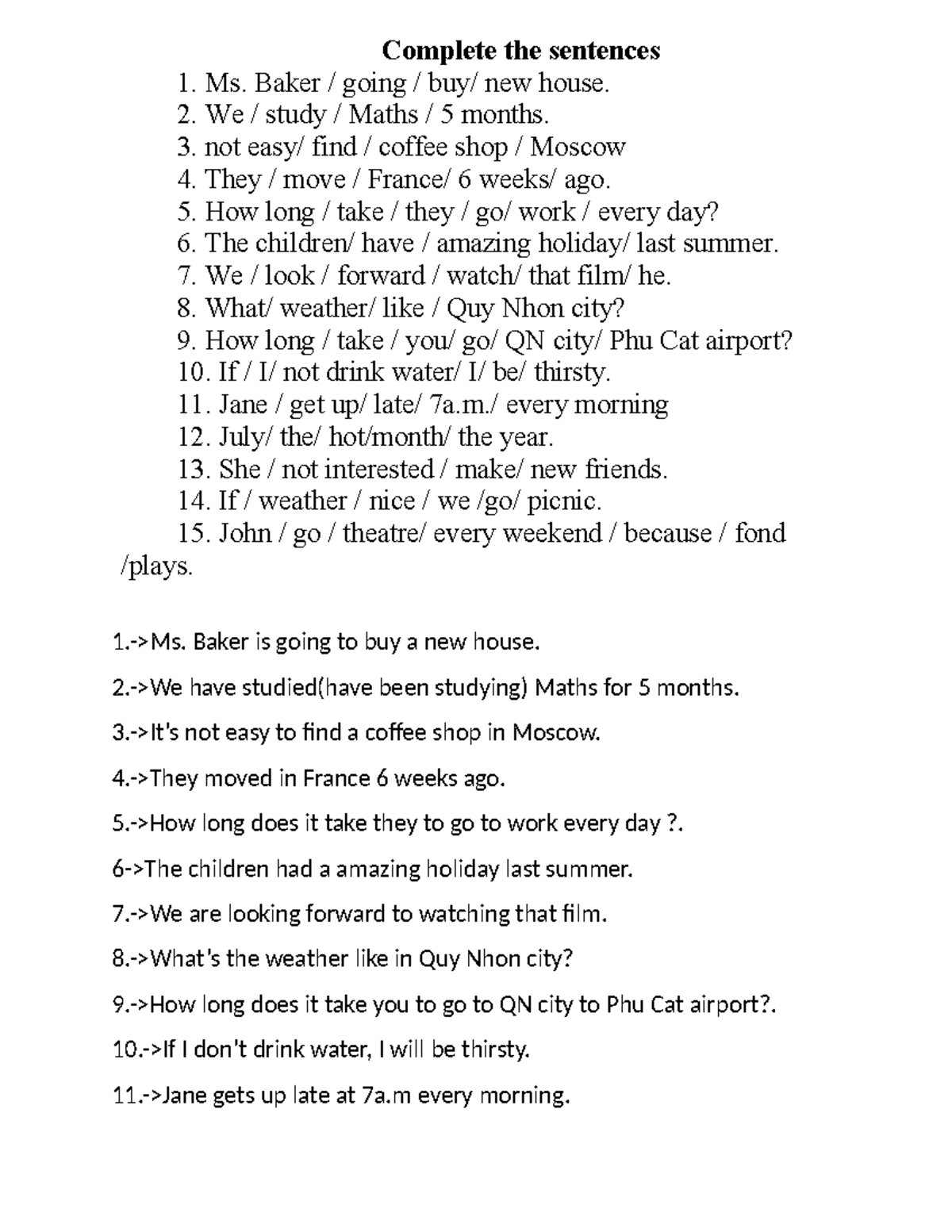 Writing - PART 1 - Sentence Completion Practice and Answers - Studocu