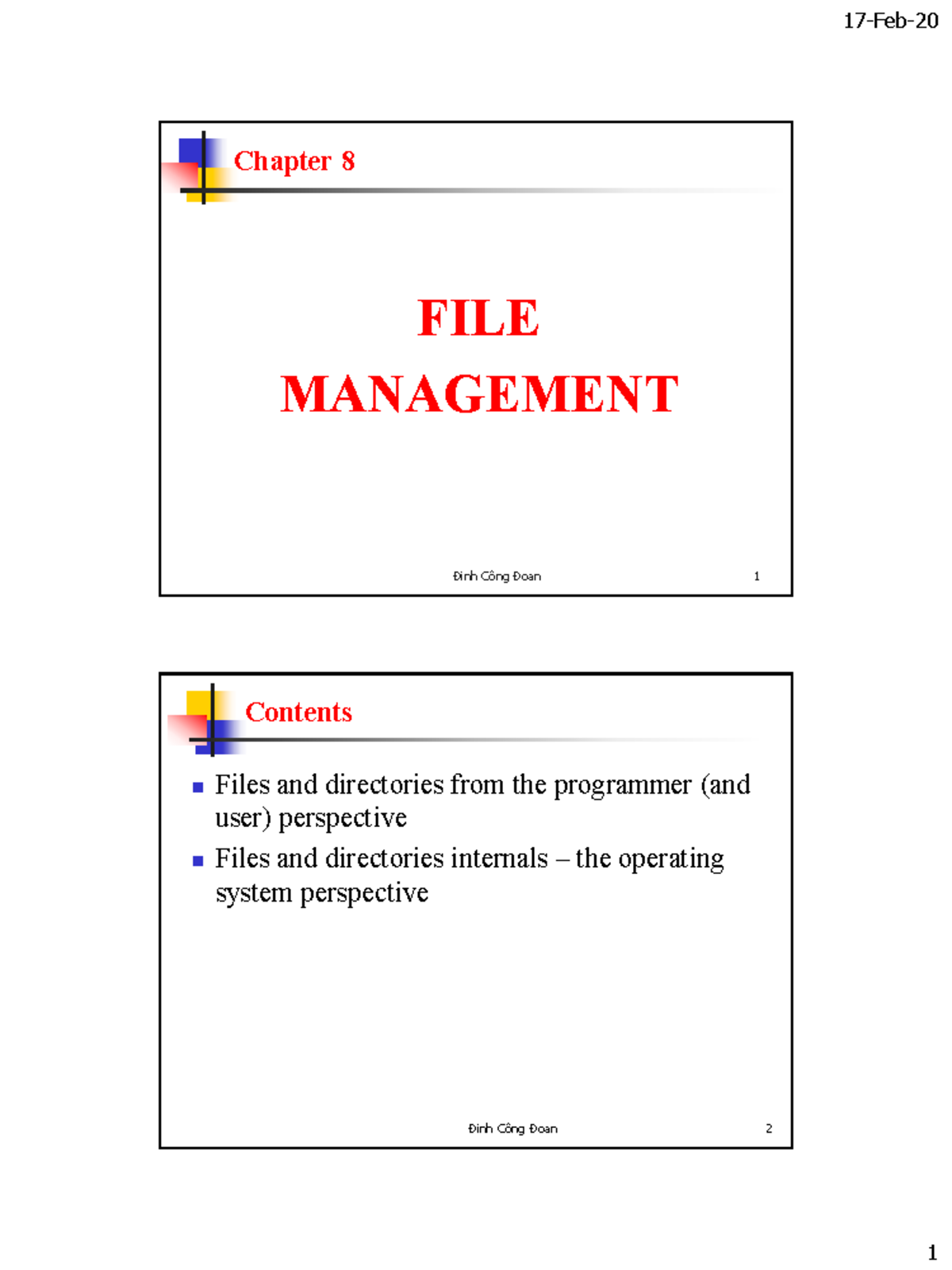 C8 - Chapter 8: File Management Overview and Concepts - Studocu