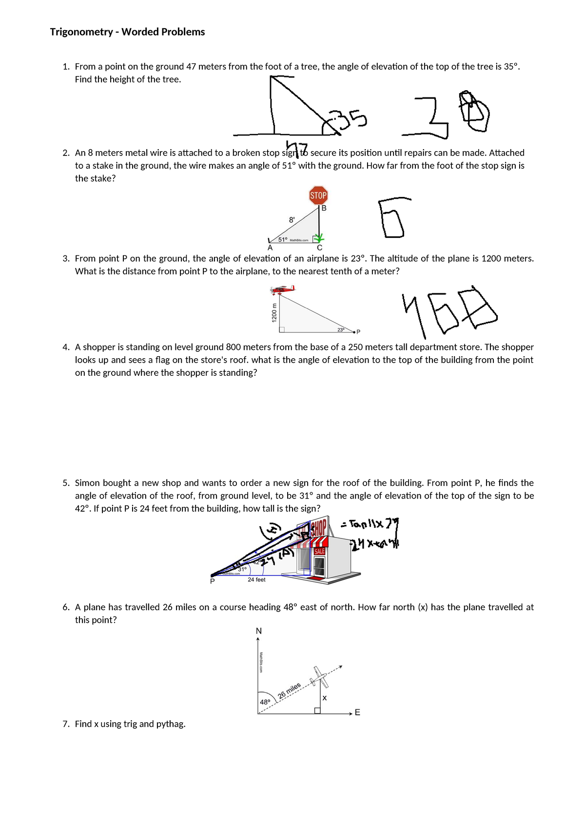 Lesson 7 - Trig Applications: Solving Worded Problems in Trigonometry ...