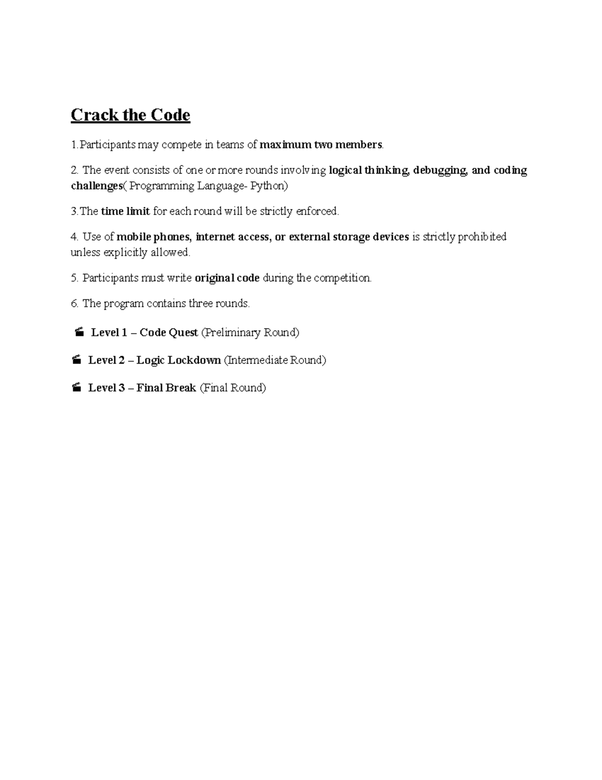 Crack the Code: Programming Python Competition Guidelines - Studocu
