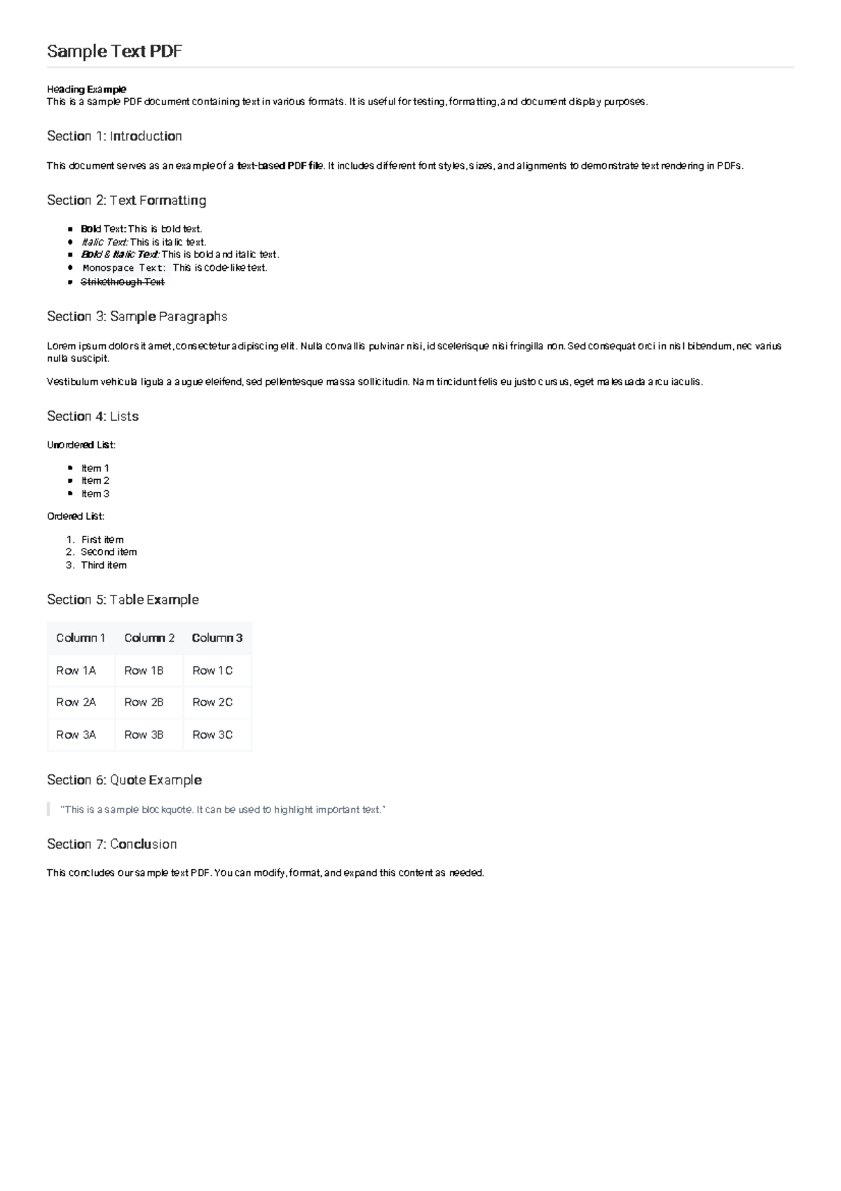 Sample PDF Document: Text Formatting & Examples (PDF-19kb) - Studocu