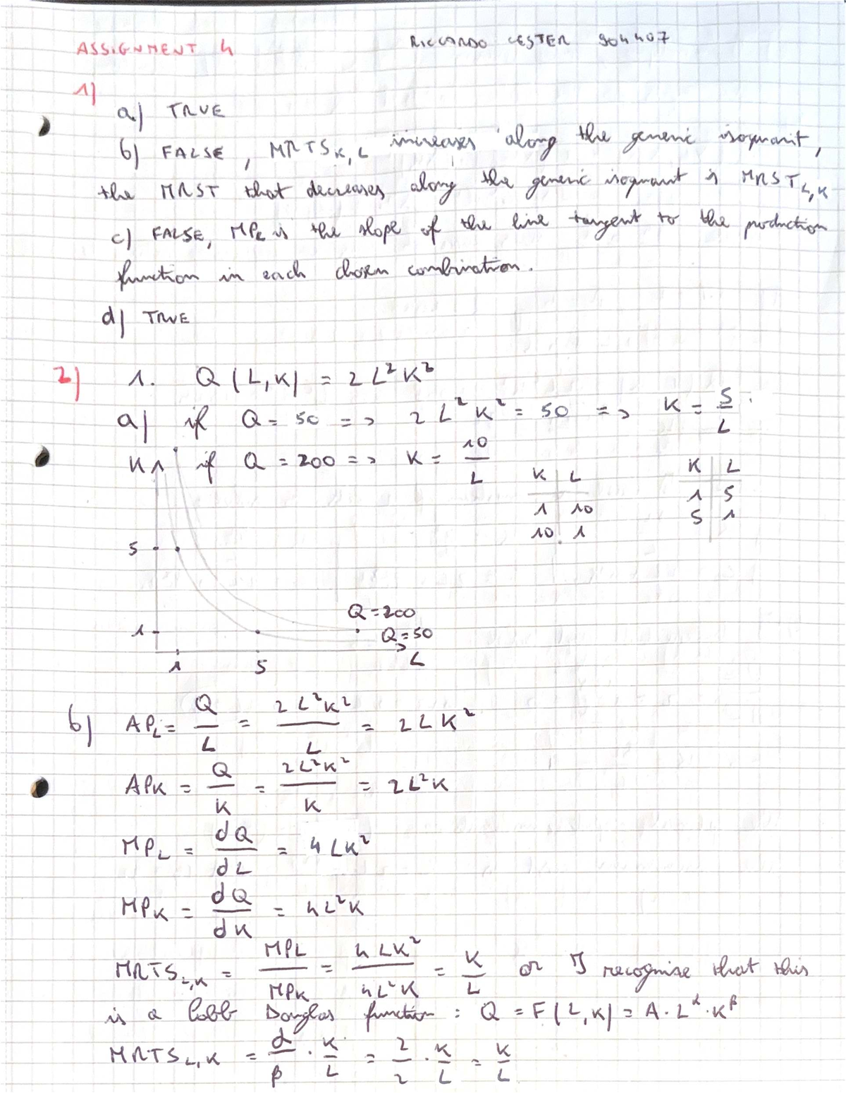 Assignment 4: Economic Analysis of Production Functions - Studocu