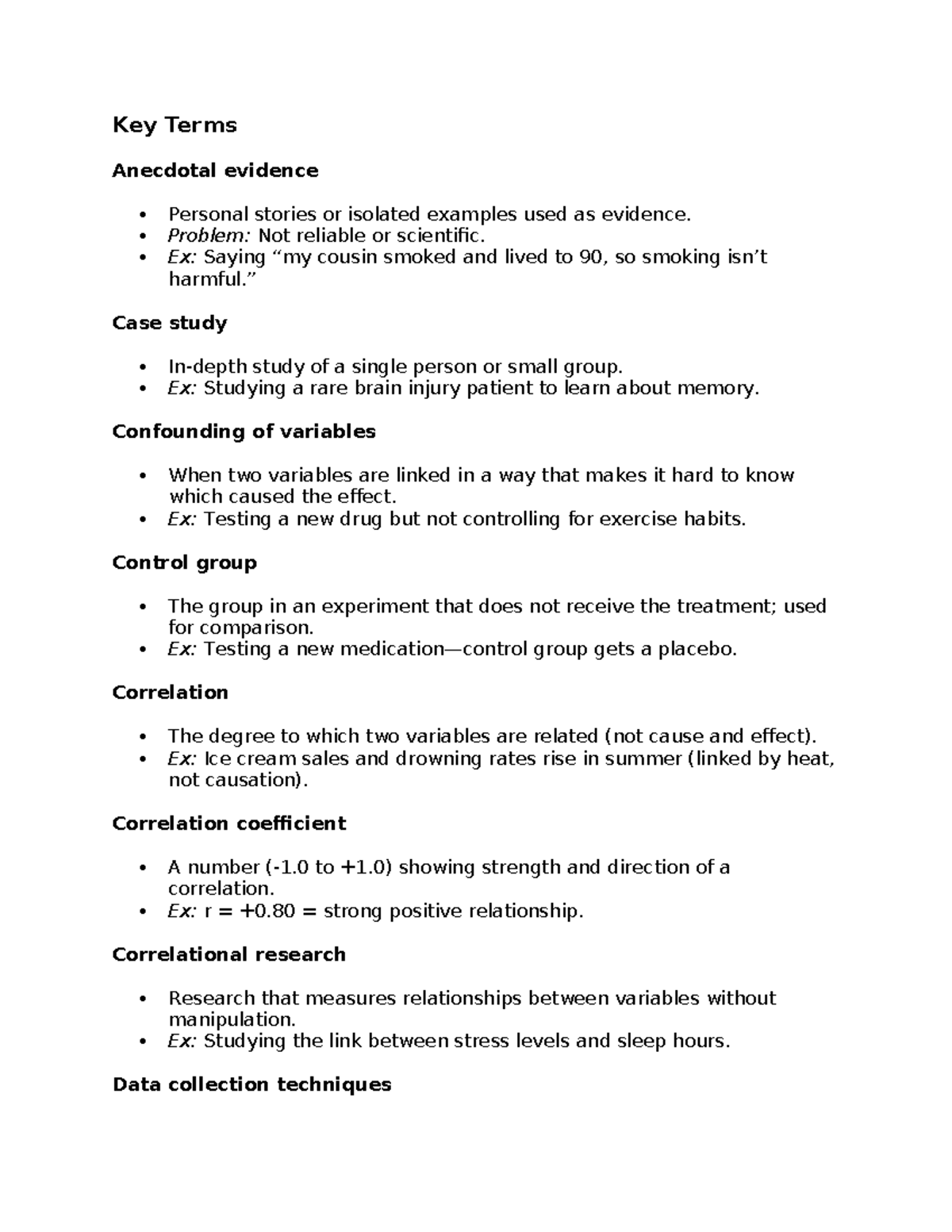 Unit 2 Key Terms & Concepts in Psychology Research Methods - Studocu