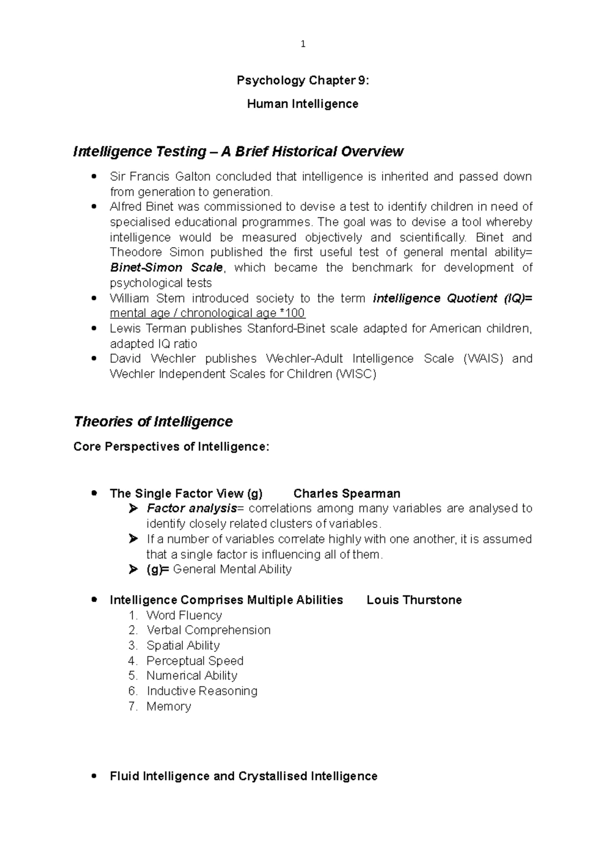 Chapter 8 summary - 1 Psychology Chapter 8: Cognition and Language The ...