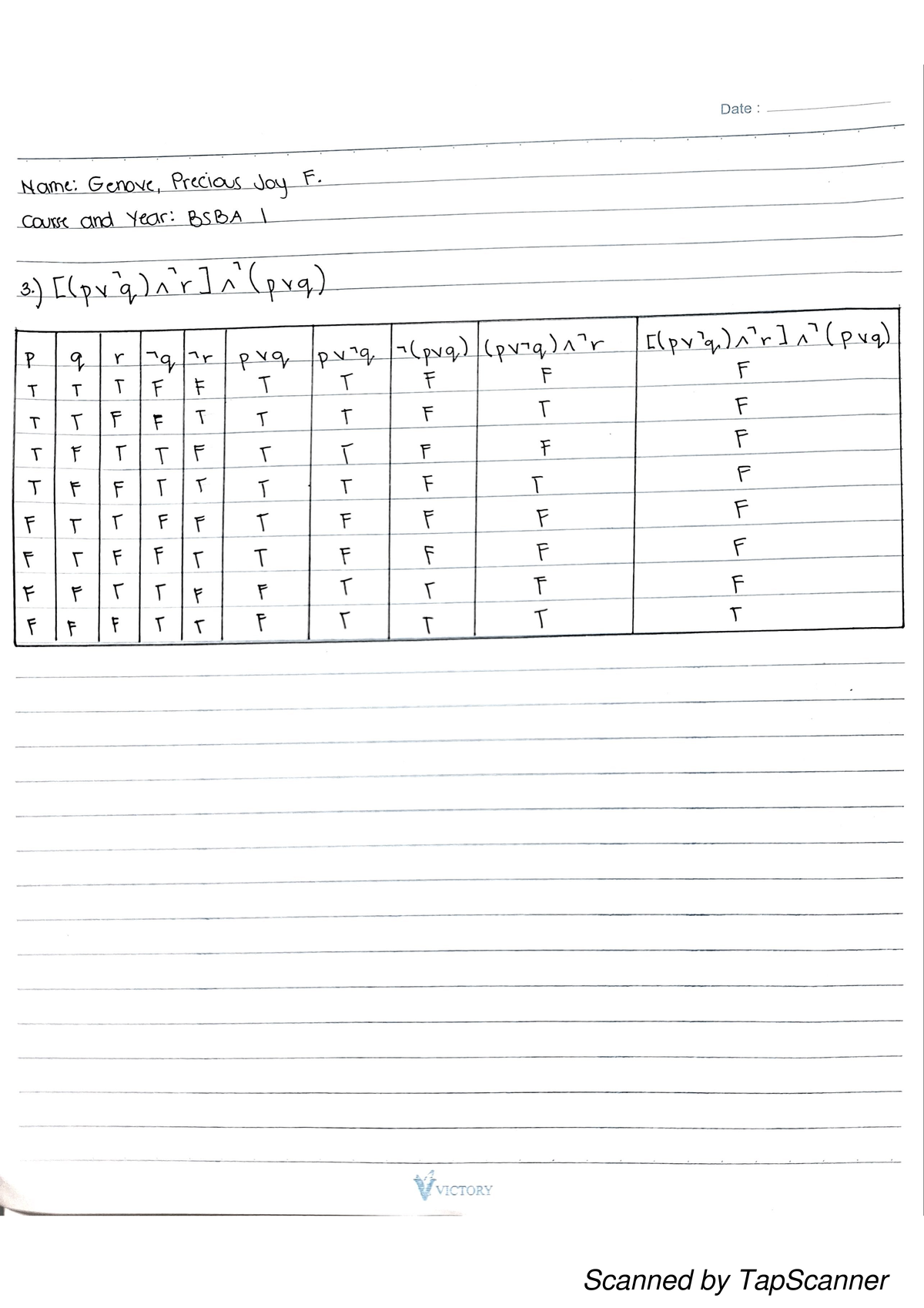 Assignment Truth Table - Science Technology Engineering and Mathematics ...