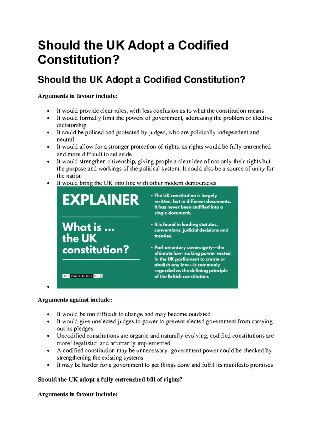 Should the UK Adopt a Codified Constitution - Should the UK Adopt a ...