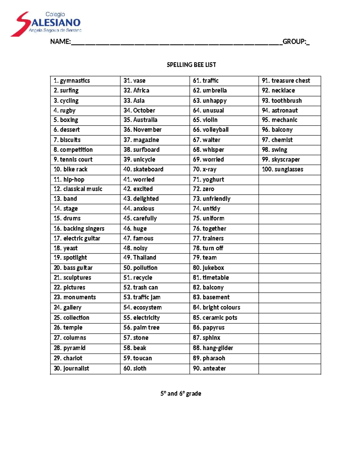 Spelling Bee List 2025: 5th vs 6th Grade Words - Studocu