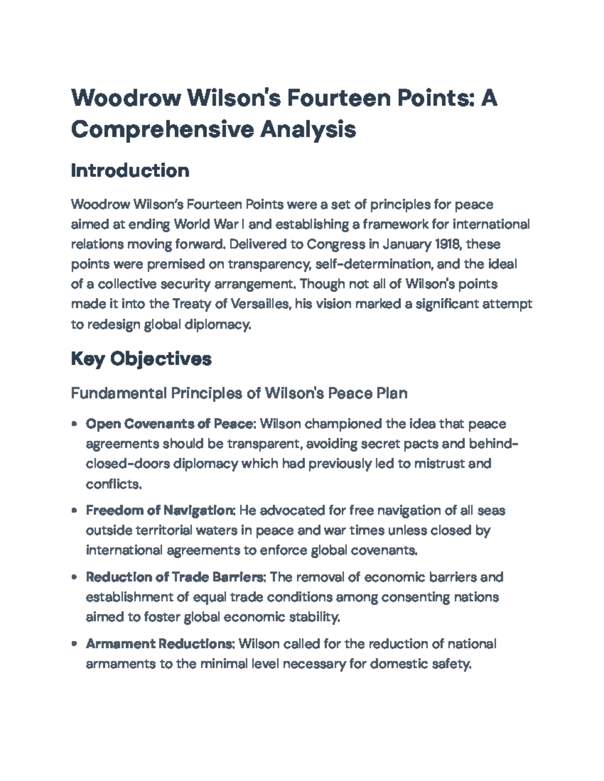 Woodrow Wilson's 14 Points: A Framework for Global Peace & Security ...