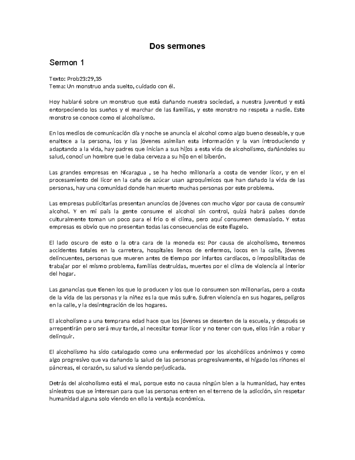 Sermones sobre el Alcoholismo: Reflexiones y Advertencias para la Clase ...