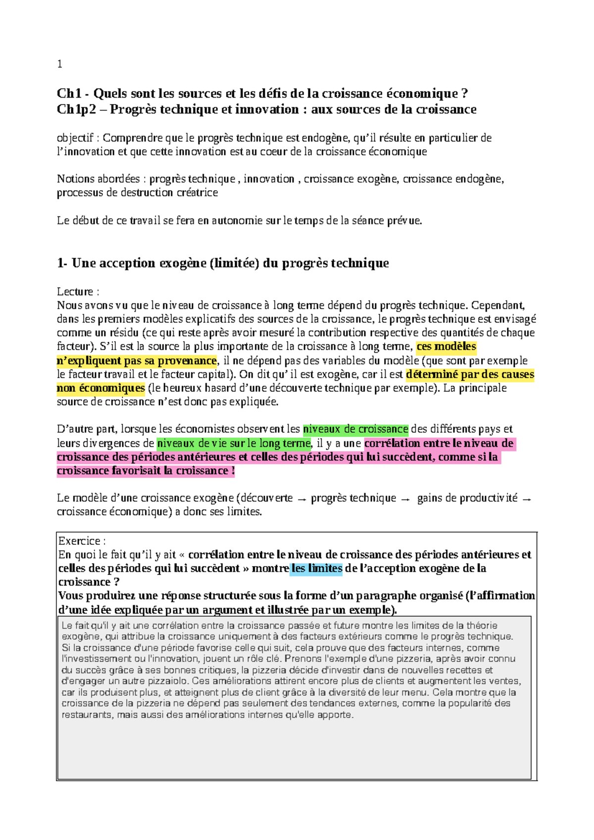 Ch1p2 - Progrès Technique Endogène et Innovation en Croissance ...