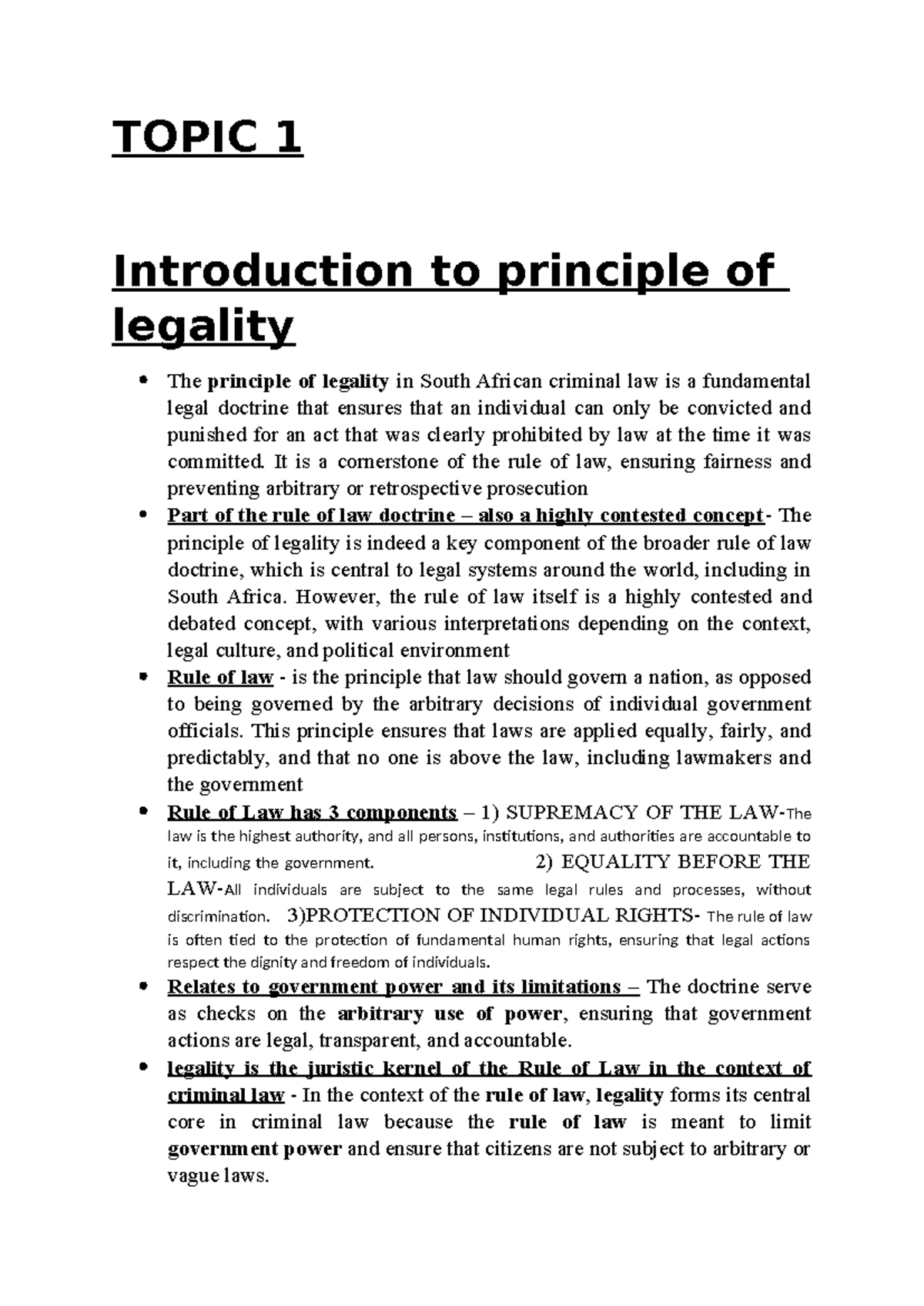 Principle of Legality in South African Criminal Law - Overview and Key ...