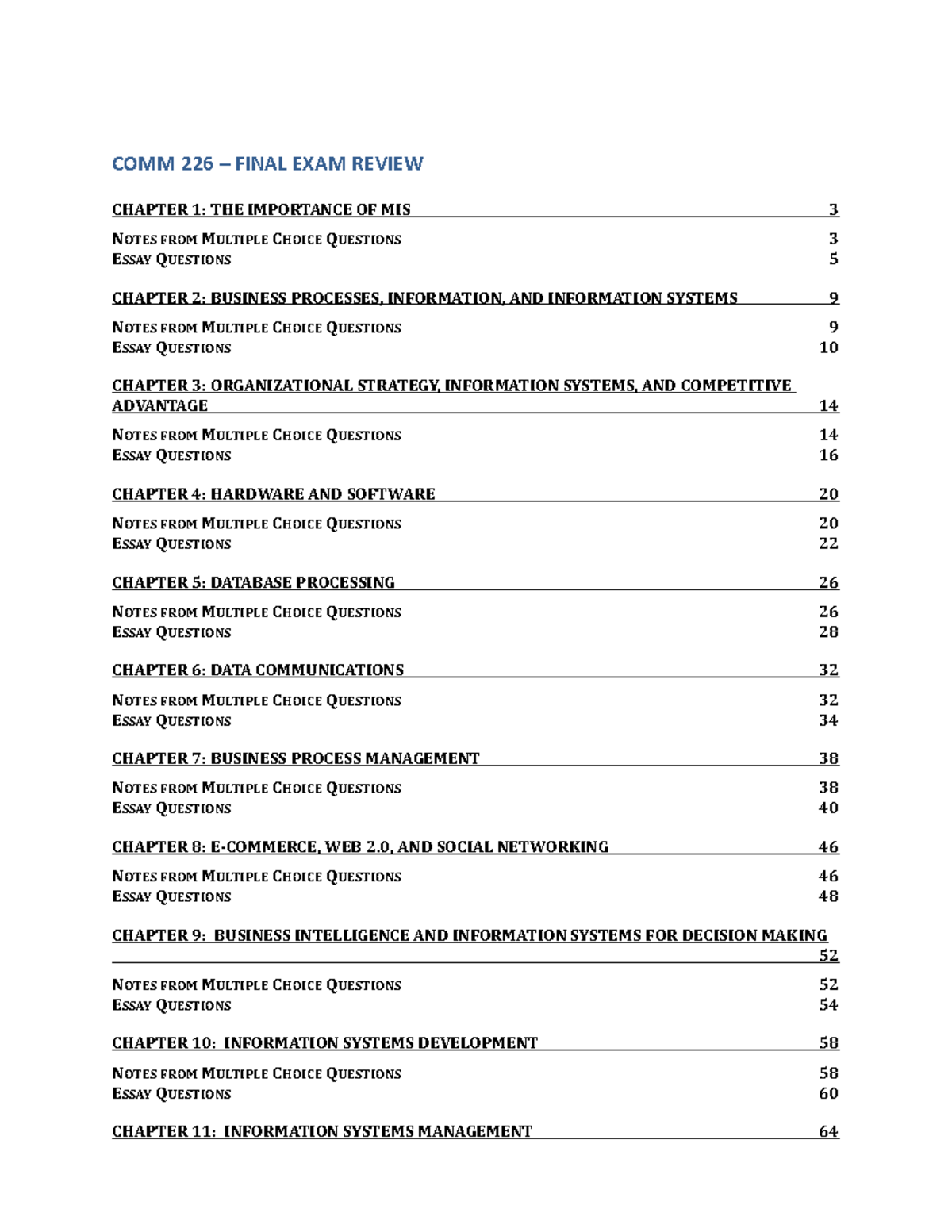 COMM 226 Final Exam Review: Comprehensive Study Notes and Guidelines ...