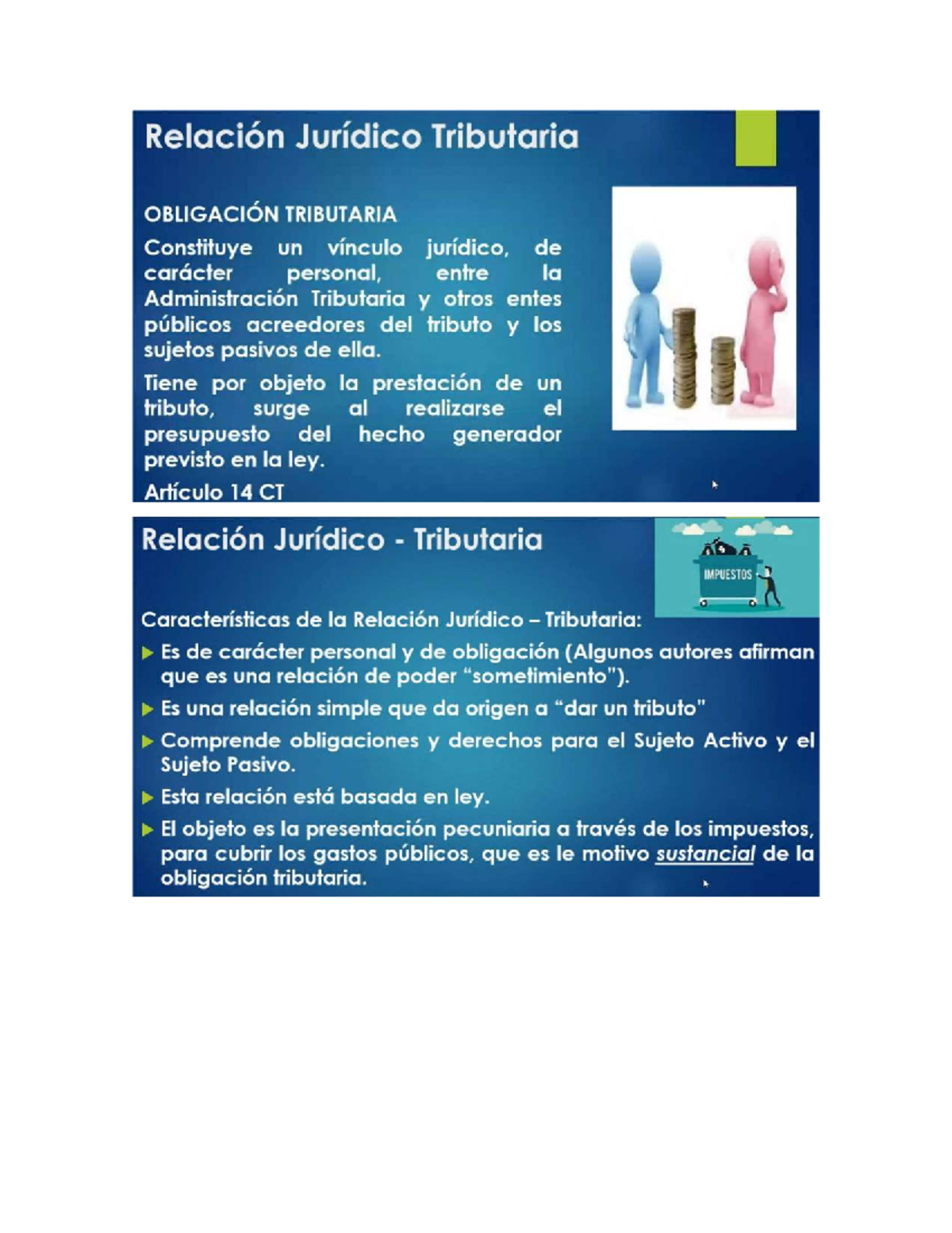 Clase 1 - Notas sobre la Relación Jurídico Tributaria y Obligaciones ...