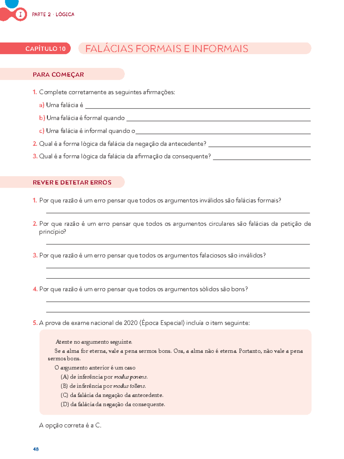Cap 10 - Falácias Formais e Informais: Ficha de Trabalho Interativa ...