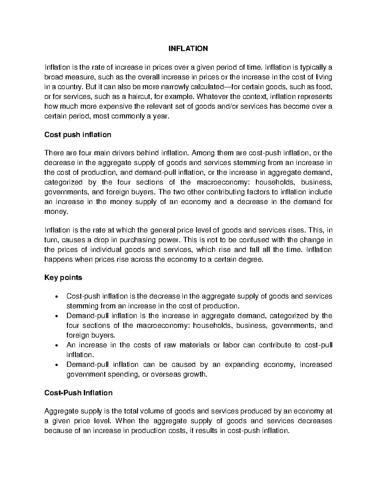 Inflation inter - very good got my studies - INFLATION Inflation is the ...