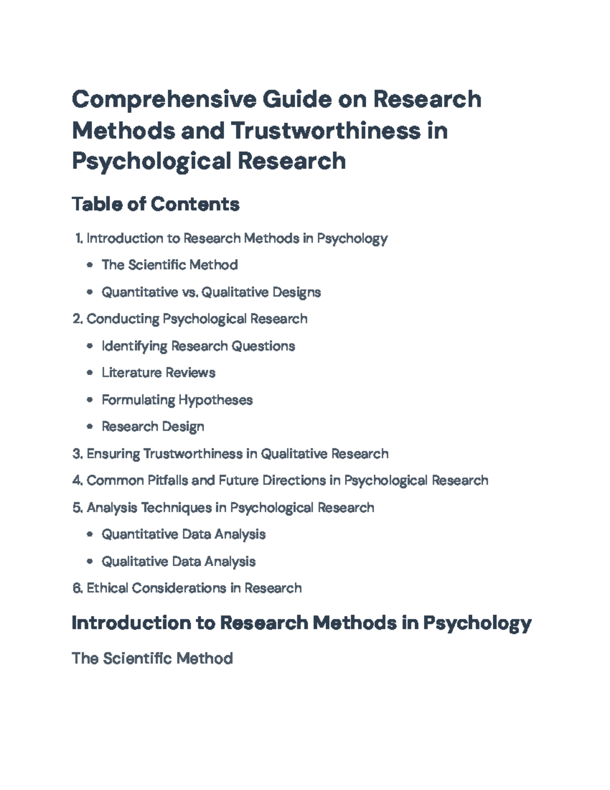 Research Methods & Trustworthiness in Psychological Research (PSY101 ...