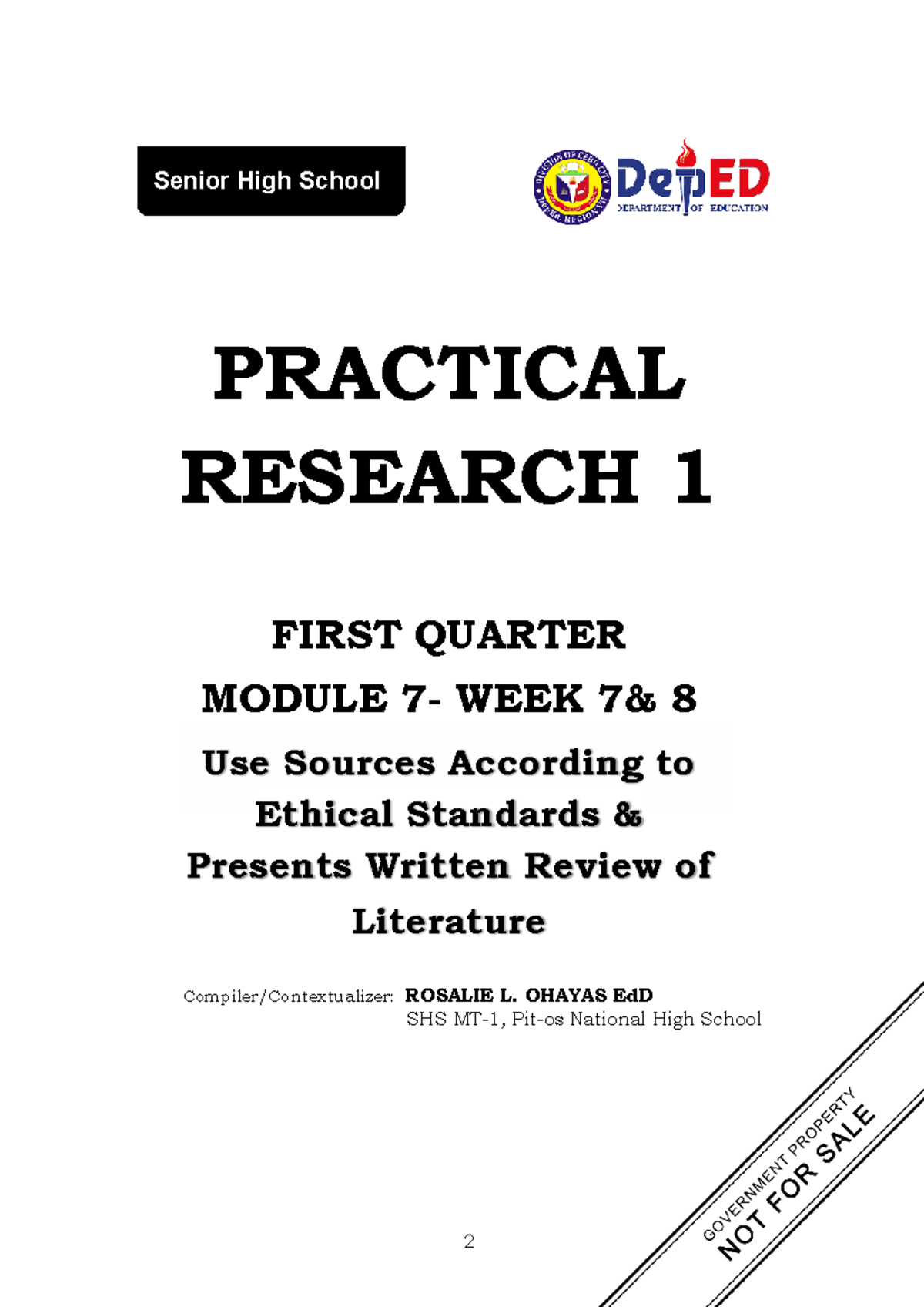 Quarter 1 Module 7: Ethical Standards in Practical Research 1 - Studocu