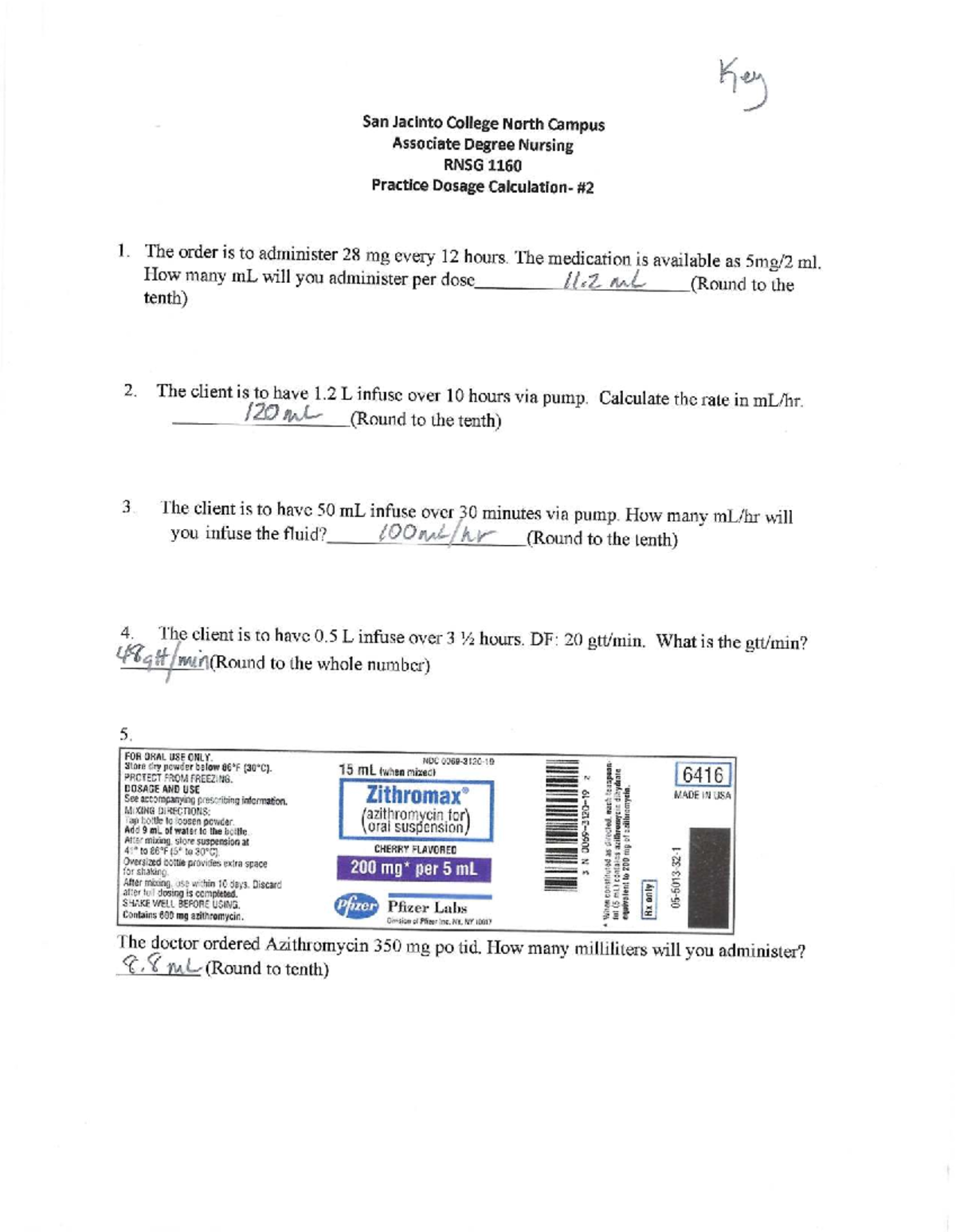 Practice Dosage Calculations Work Packet - RNSG 1160 Final Exam - Studocu