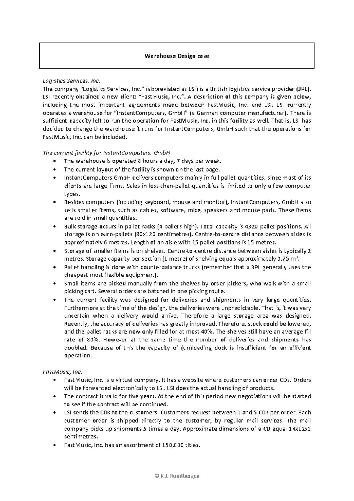 Warehouse Design Case Study for LSI and FastMusic, Inc. (Logistics ...
