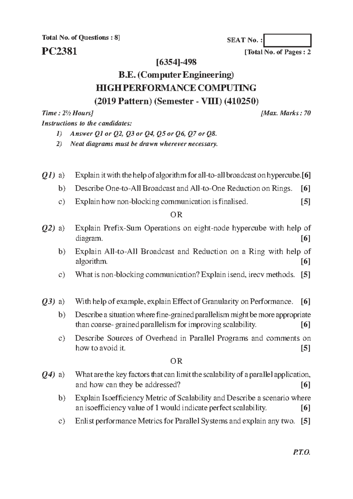 HPC PYQs: High Performance Computing Previous Year Questions (PC2381 ...