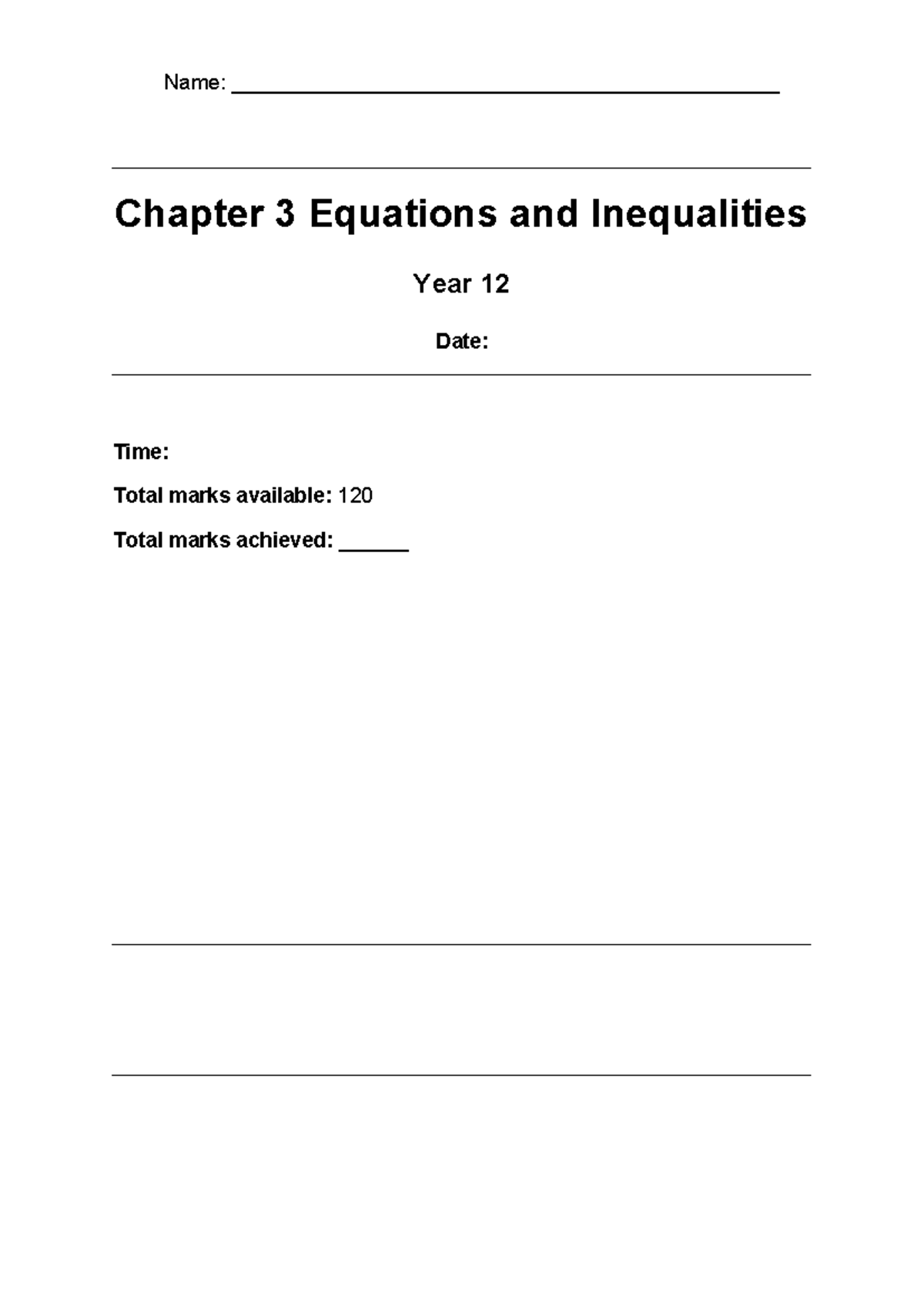 P1 Year 12 Chapter 3 - Equations & Inequalities Study Guide - Studocu