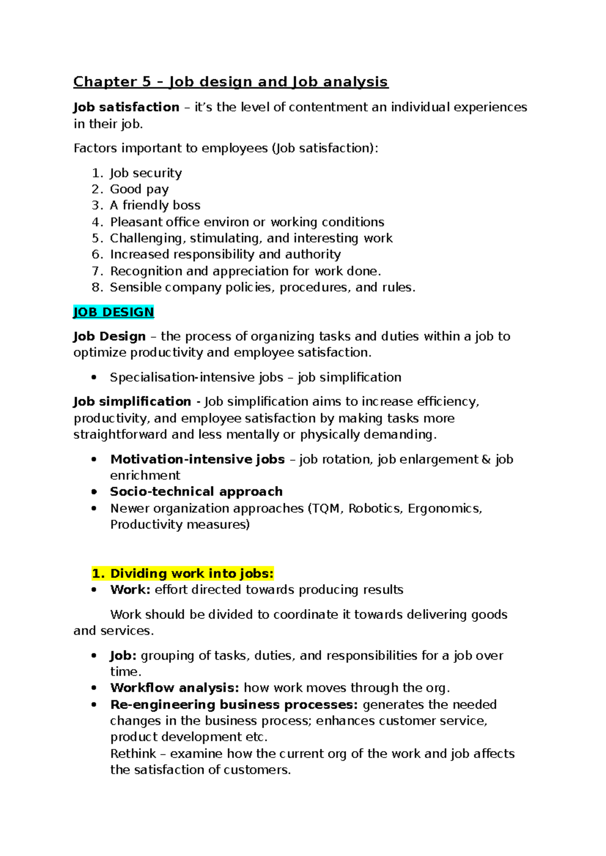 IPS 233: Chapter 5 Job Design & Analysis, Employee Onboarding ...