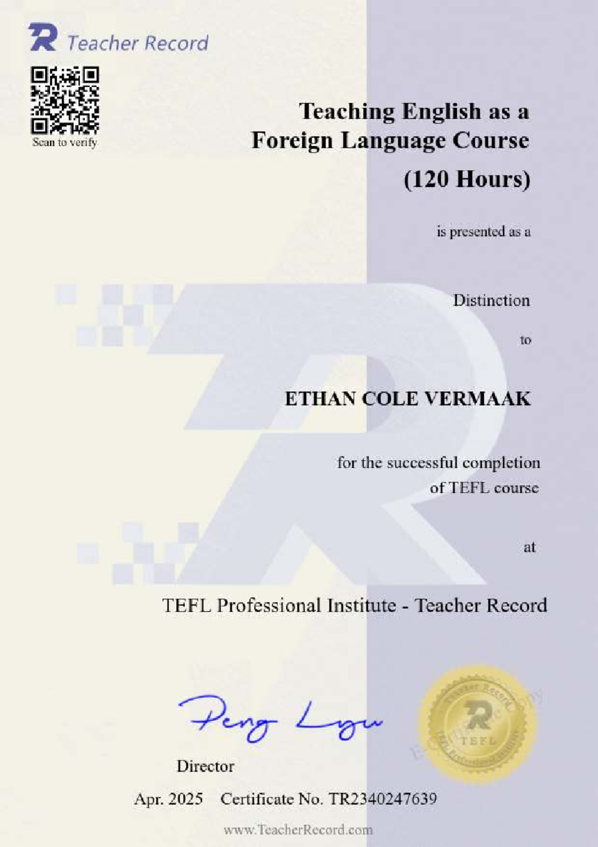 TEFL Course Completion Certificate - TR2340247639 - Studocu