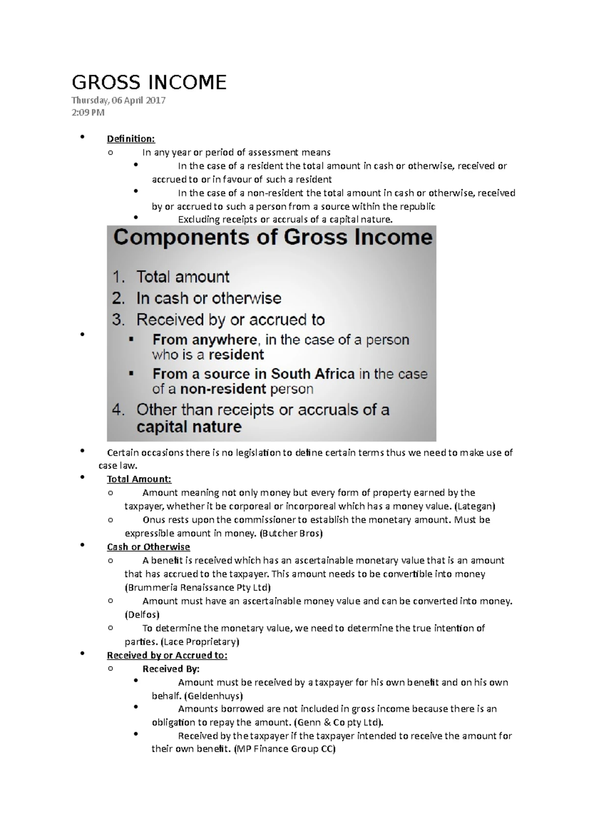 Income Tax Act: Residency Rules & Case Law Overview - Studocu