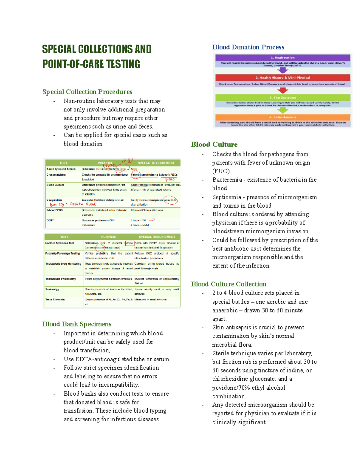 Medlab - Lesson 5 - Special Collections & Point-of-Care Testing Notes ...