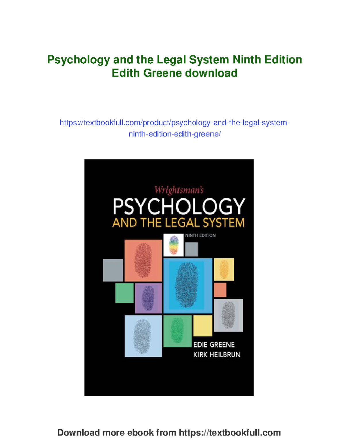 Psychology and the Legal System, 9th Ed. by Edith Greene - Download Now! - Studocu