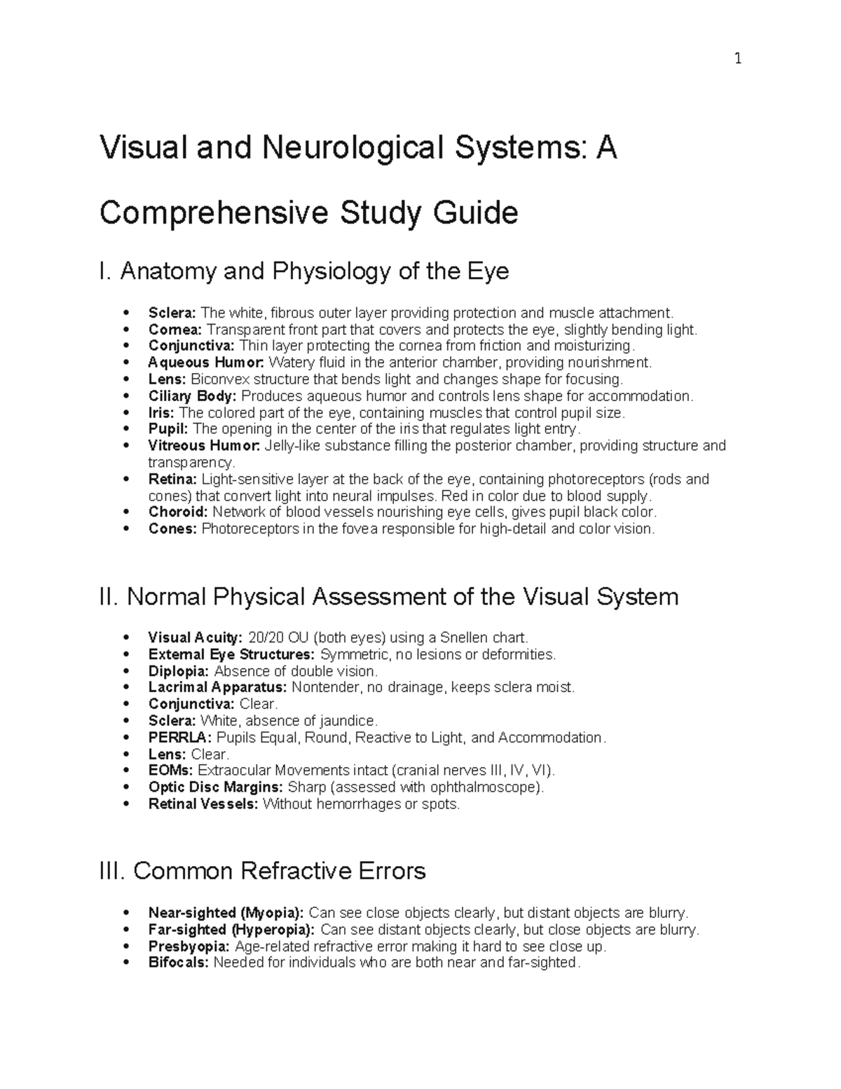 Neuro Study Guide: Visual and Auditory Systems Overview - Studocu