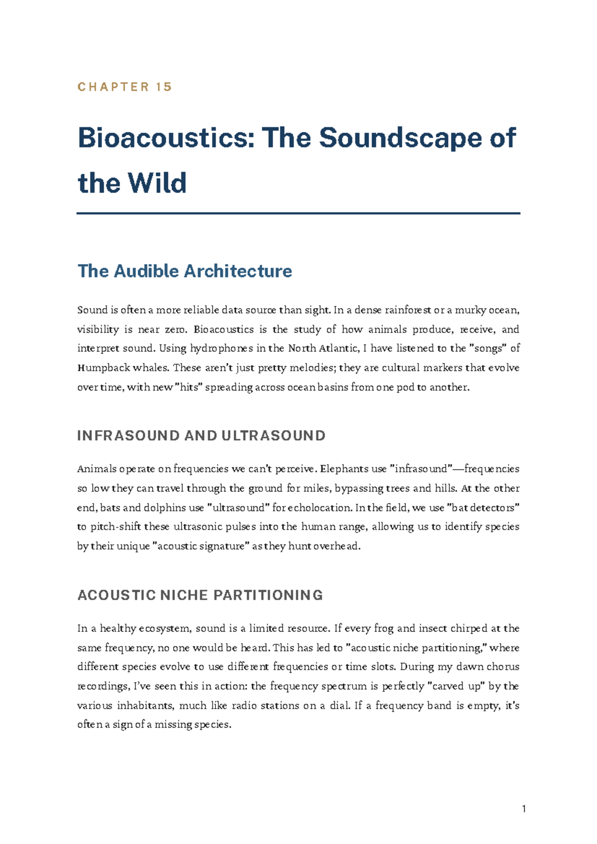 CHAPTER 15: Bioacoustics and the Soundscape of Wildlife - Studocu
