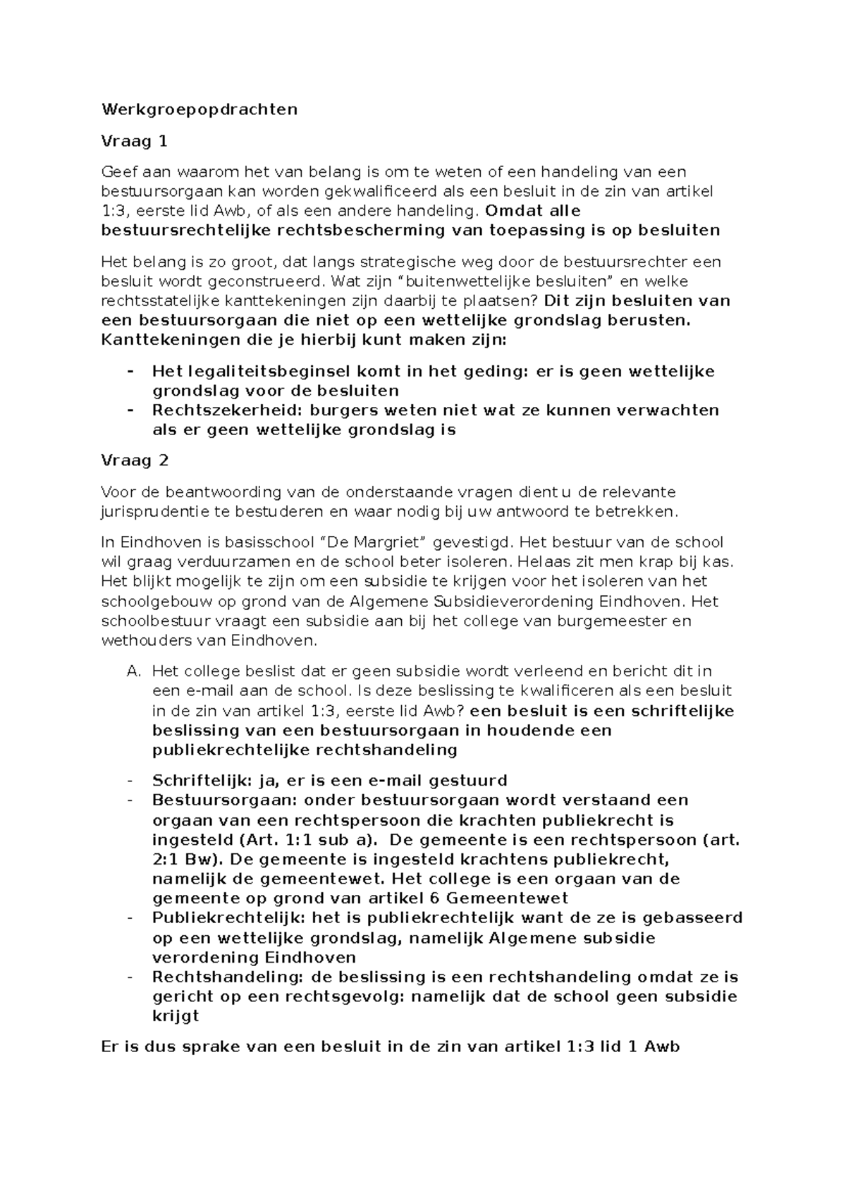 Bestuursrecht Week 6: Analyse van Besluiten en Jurisprudentie - Studeersnel