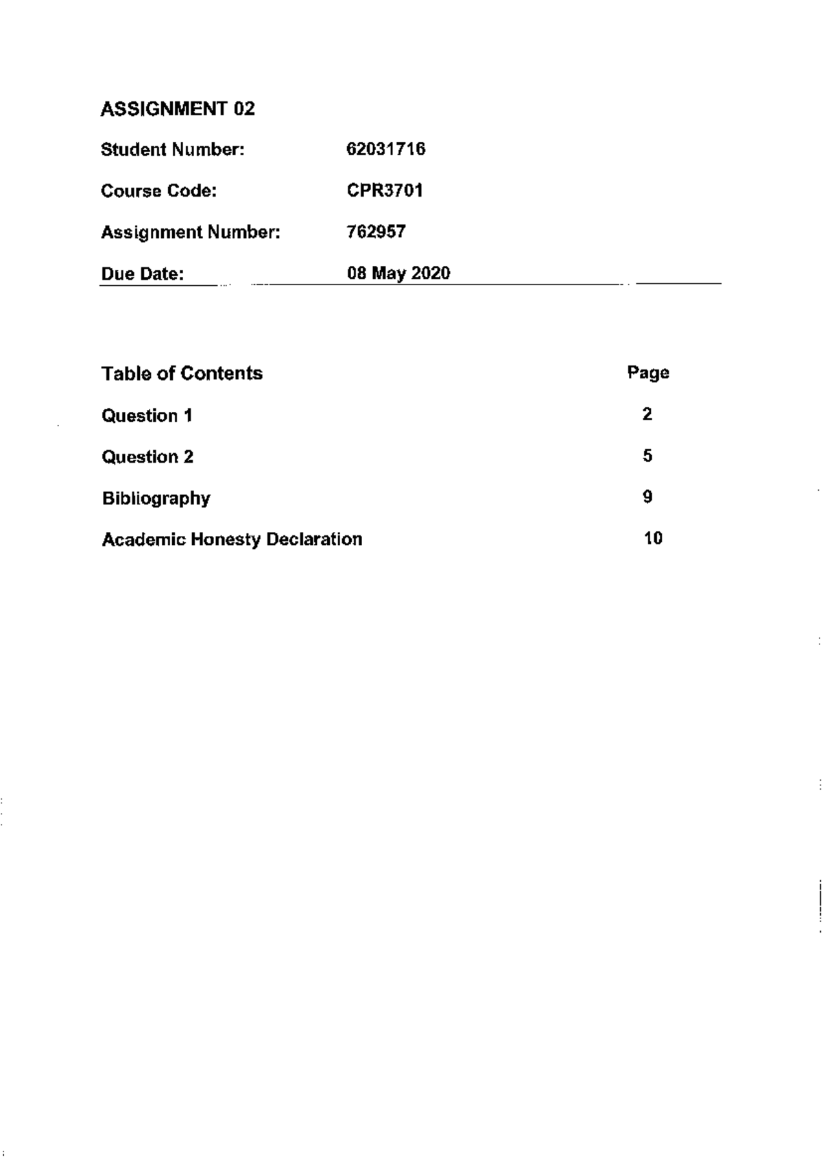CPR3701 - Assignment 02 Overview and Instructions (762957) - Studocu