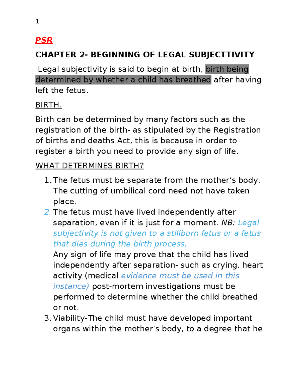 Case Law Summary - PSR 110 1st Quarter Cases on Legal Subjectivity ...