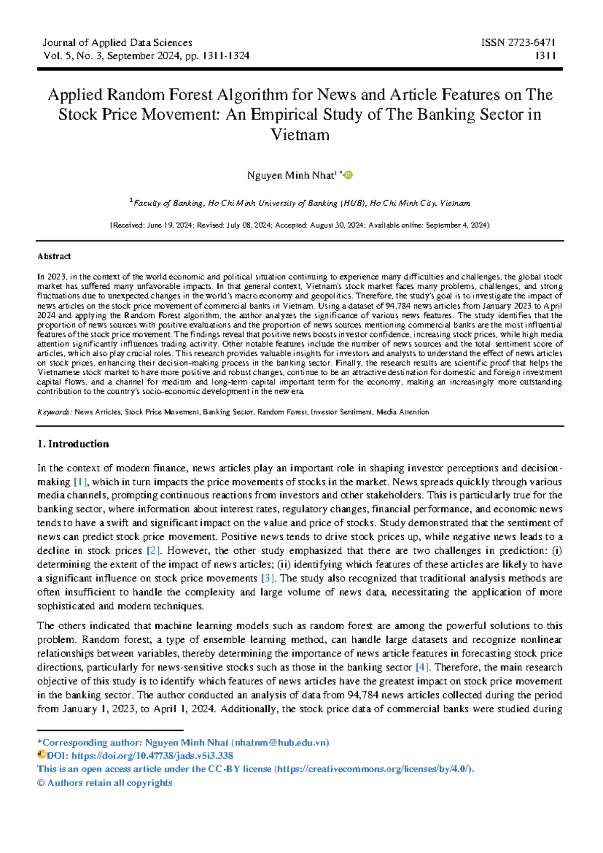 Applied Random Forest for Stock Price Prediction: News Sentiment ...
