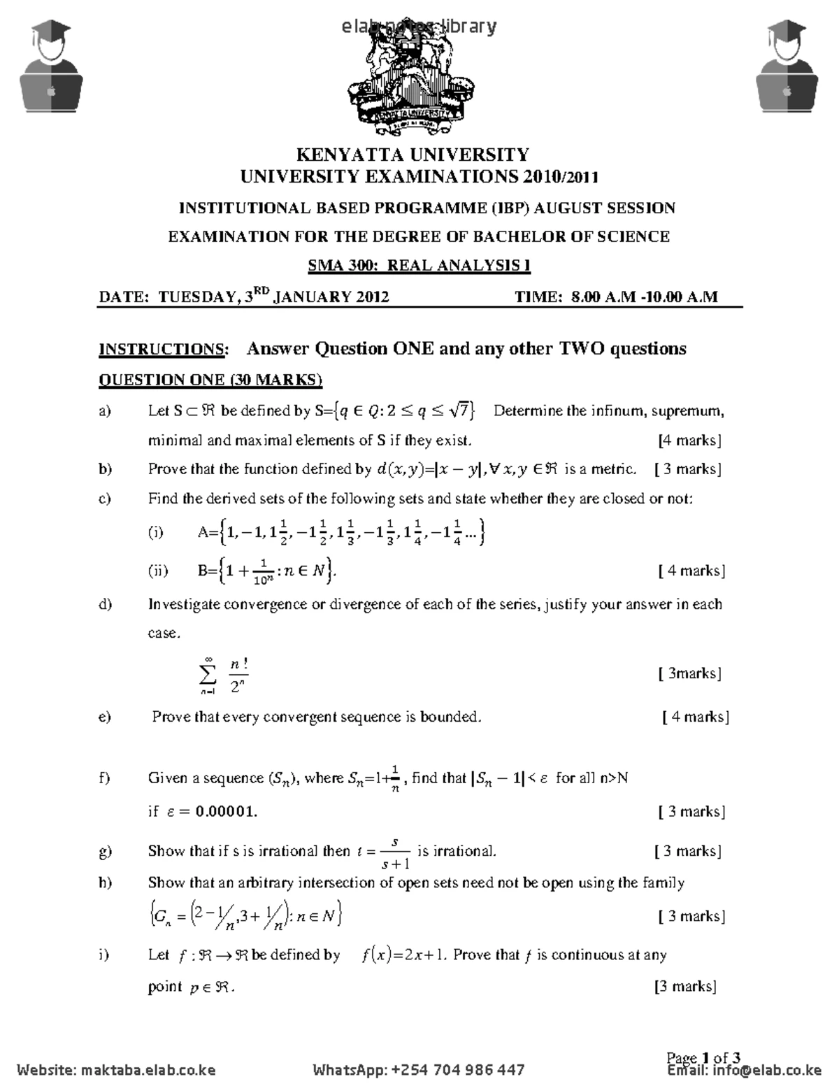 SMA 340: Numerical Analysis I Complete Exam Preparation Notes - Studocu