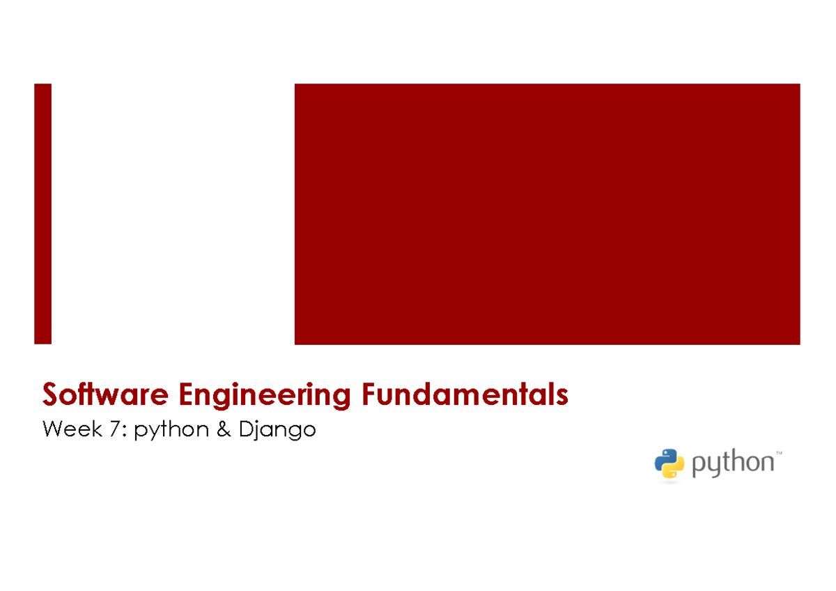 Software Engineering Fundamentals: Week 7 - Django Code Importing - Studocu