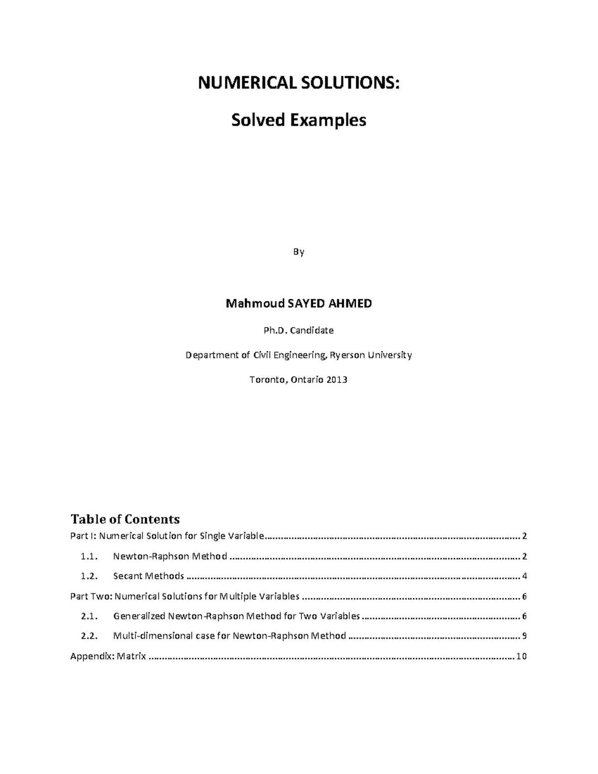 Numerical Methods for Civil Engineering: Solved Examples & Applications ...