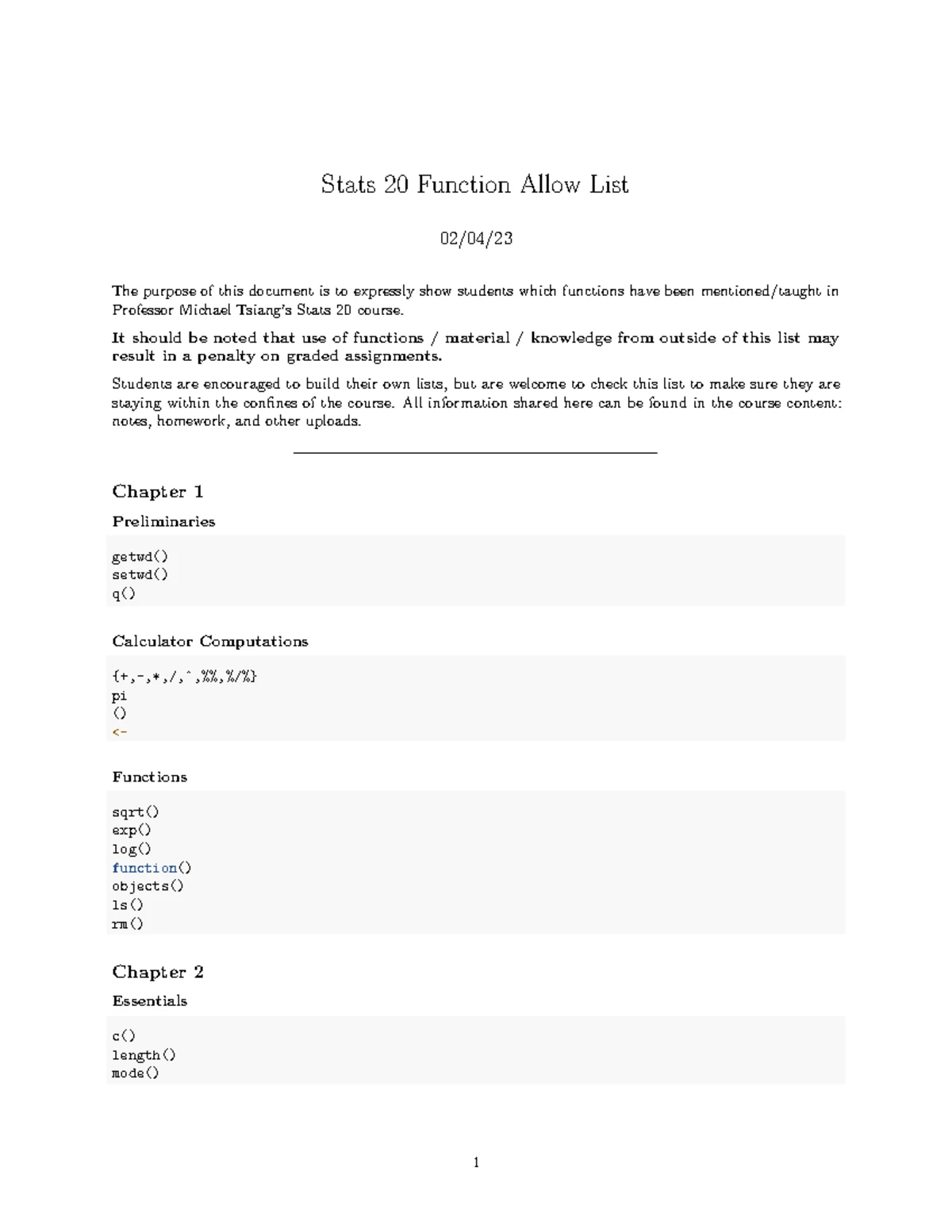 Stats 20 Function Allow List by Thomas Maierhofer for MT1 - Studocu