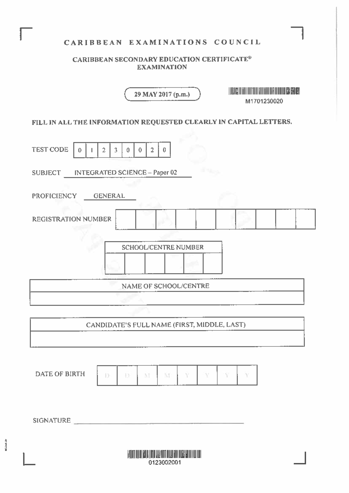 Integrated Science CSEC 2017 Paper 02 Exam Questions - Studocu