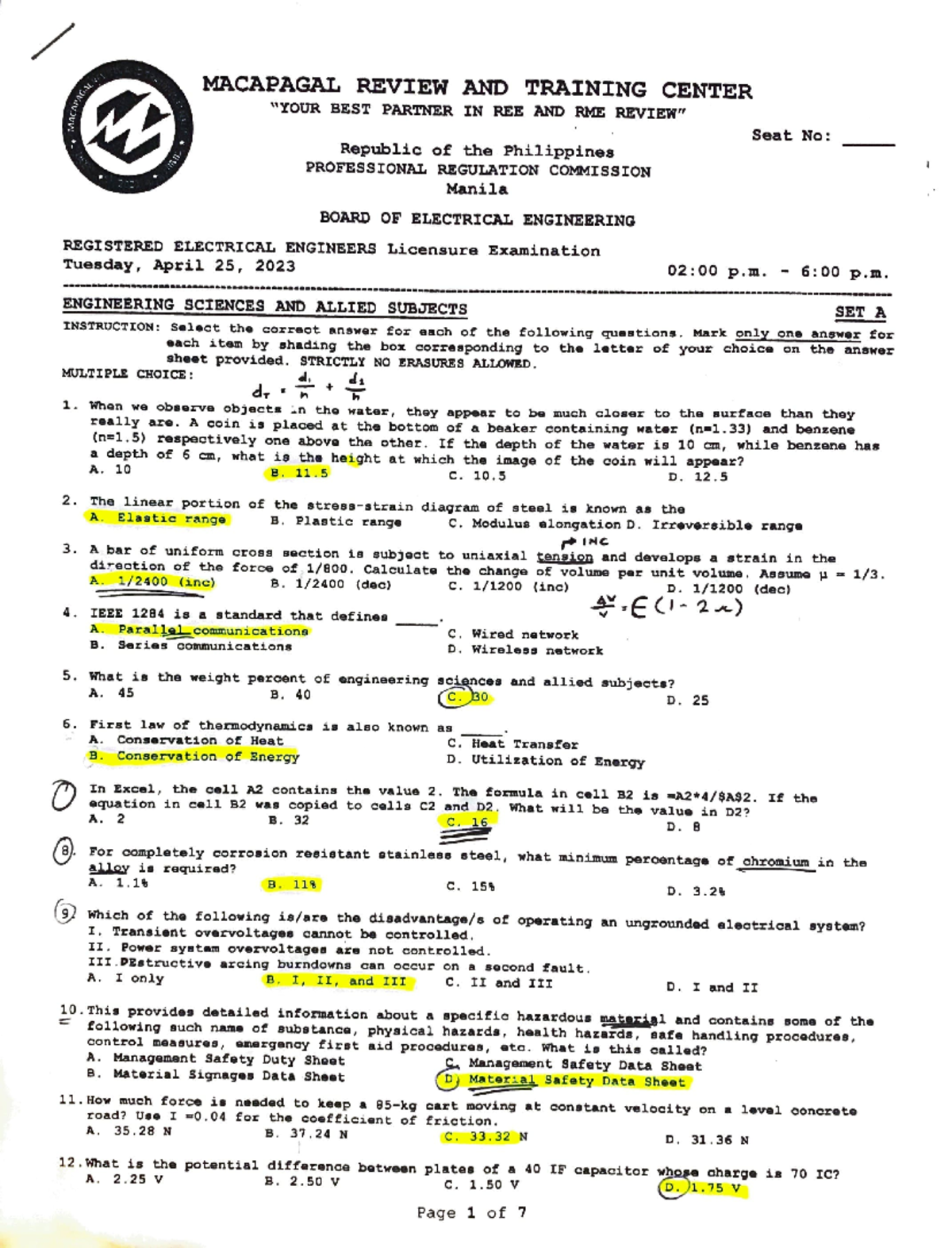 REE Licensure Exam Review Materials - Engineering Sciences and Allied ...