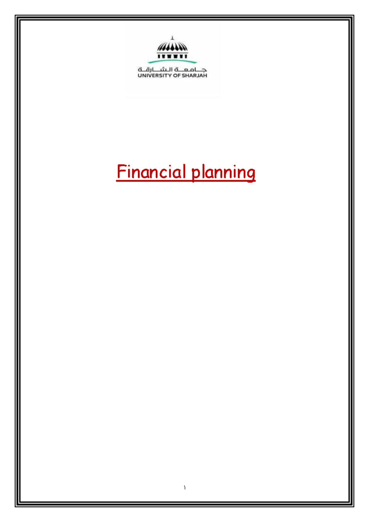 Financial planing-2 - Financial planning Contacts: Introduction - Studocu