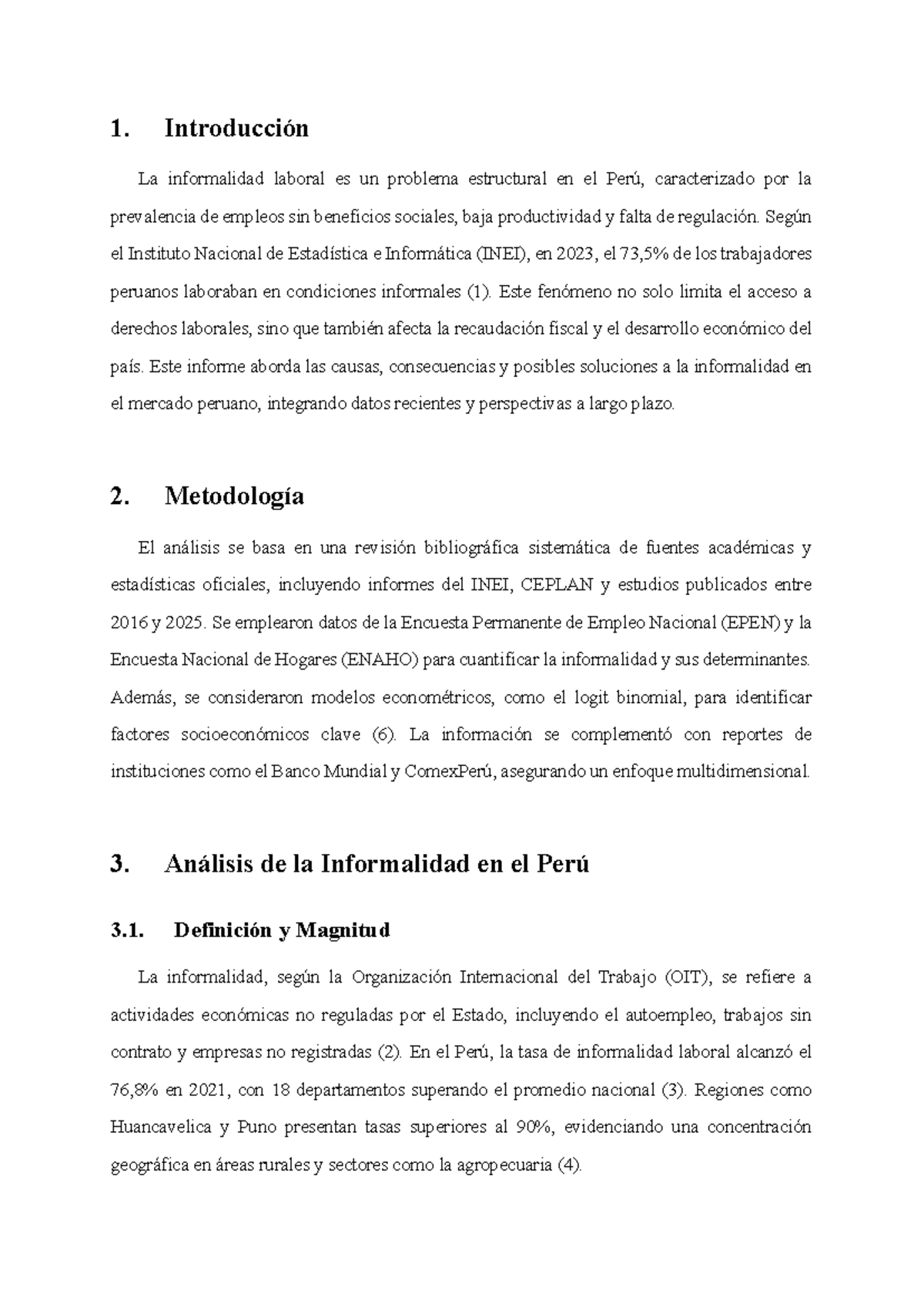 Análisis de la Informalidad Laboral en el Perú: Causas y Soluciones ...