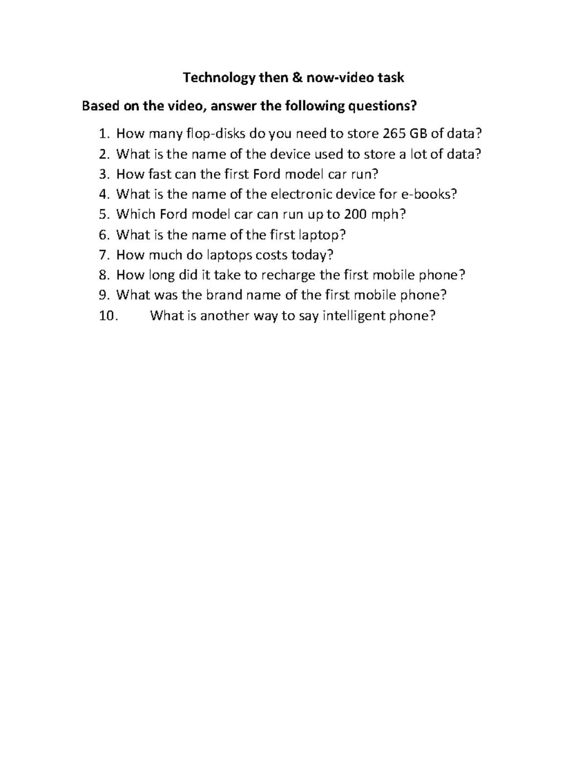 Technology Then and Now: Video Activity Questions and Answers - Studocu